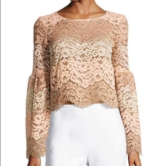 WAYF • Time Stops Lace Tiered Tan and Cream Blouse - Picture 1 of 4